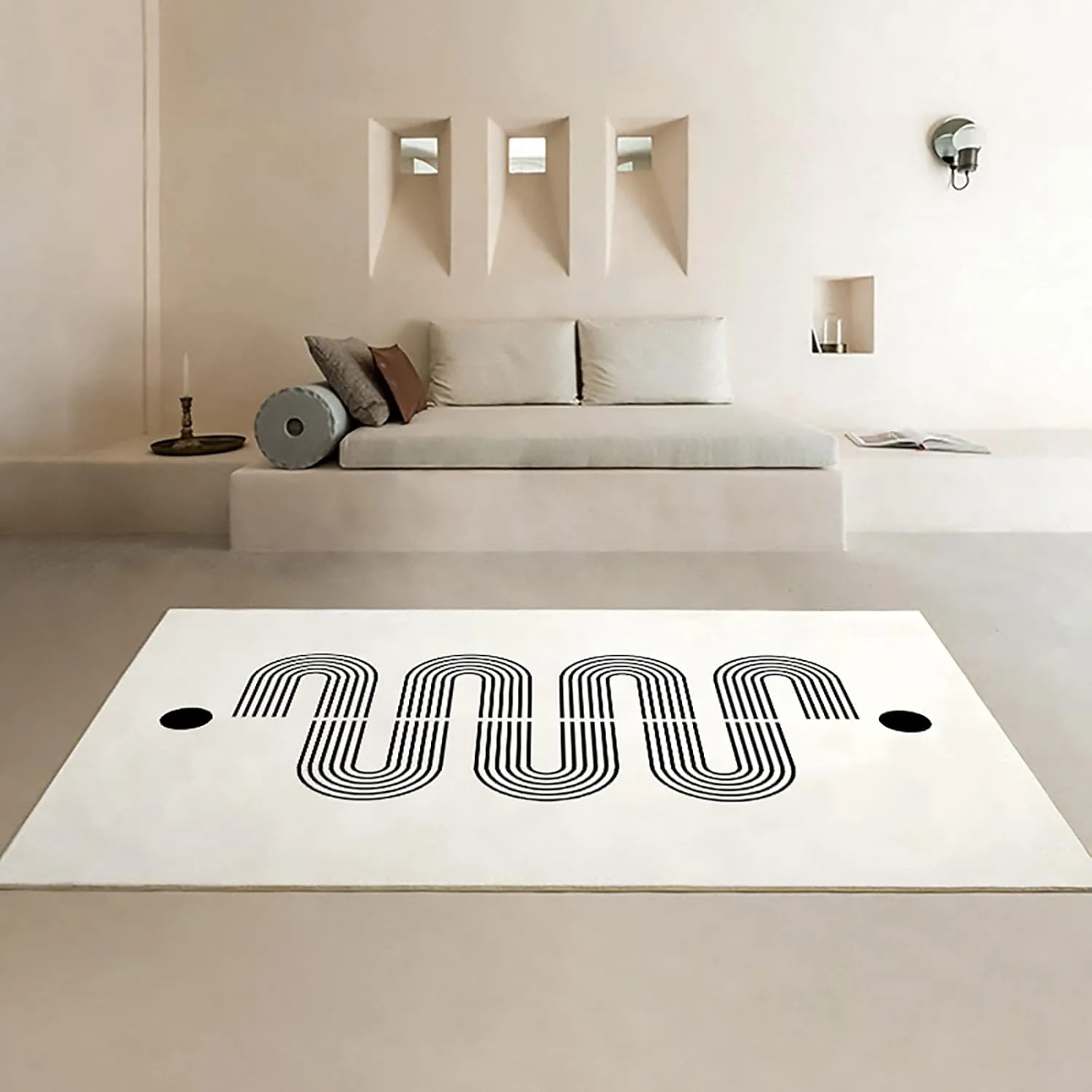 SHIPKEY Creamy White Area Rugs 4’x5.3’ (120x160 cm) Soft Indoor Rugs, Fluffy Shaggy Carpet for Bedrooms, Living Room, Home Décor