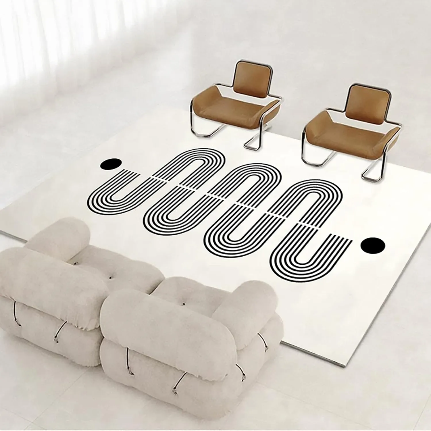 SHIPKEY Creamy White Area Rugs 4’x5.3’ (120x160 cm) Soft Indoor Rugs, Fluffy Shaggy Carpet for Bedrooms, Living Room, Home Décor