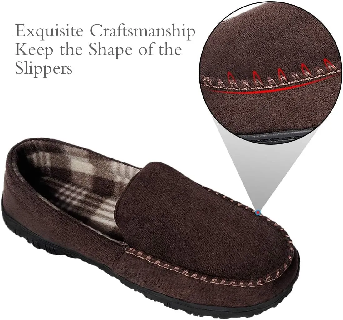 shoeslocker Mens Slippers Microsuede Moccasin Memory Foam House Shoes