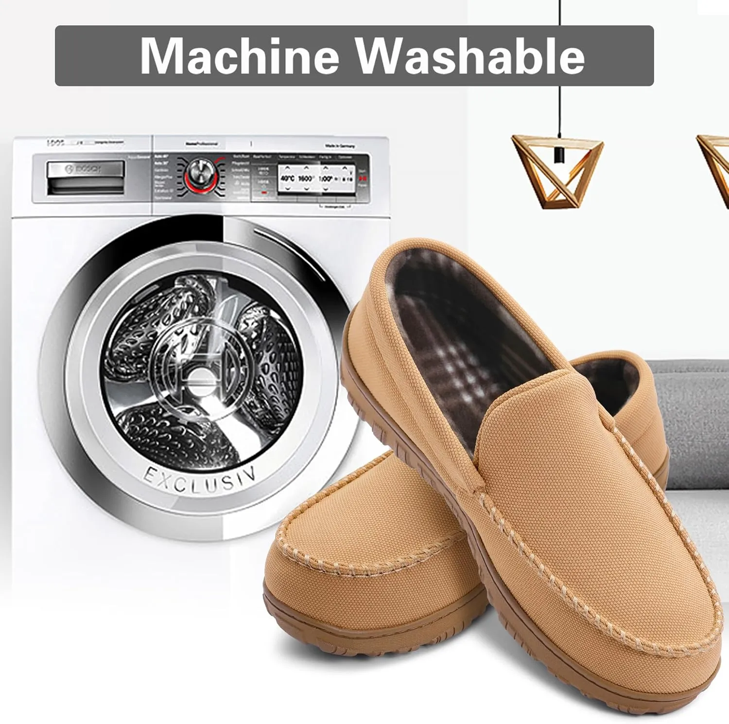 shoeslocker Mens Slippers Microsuede Moccasin Memory Foam House Shoes