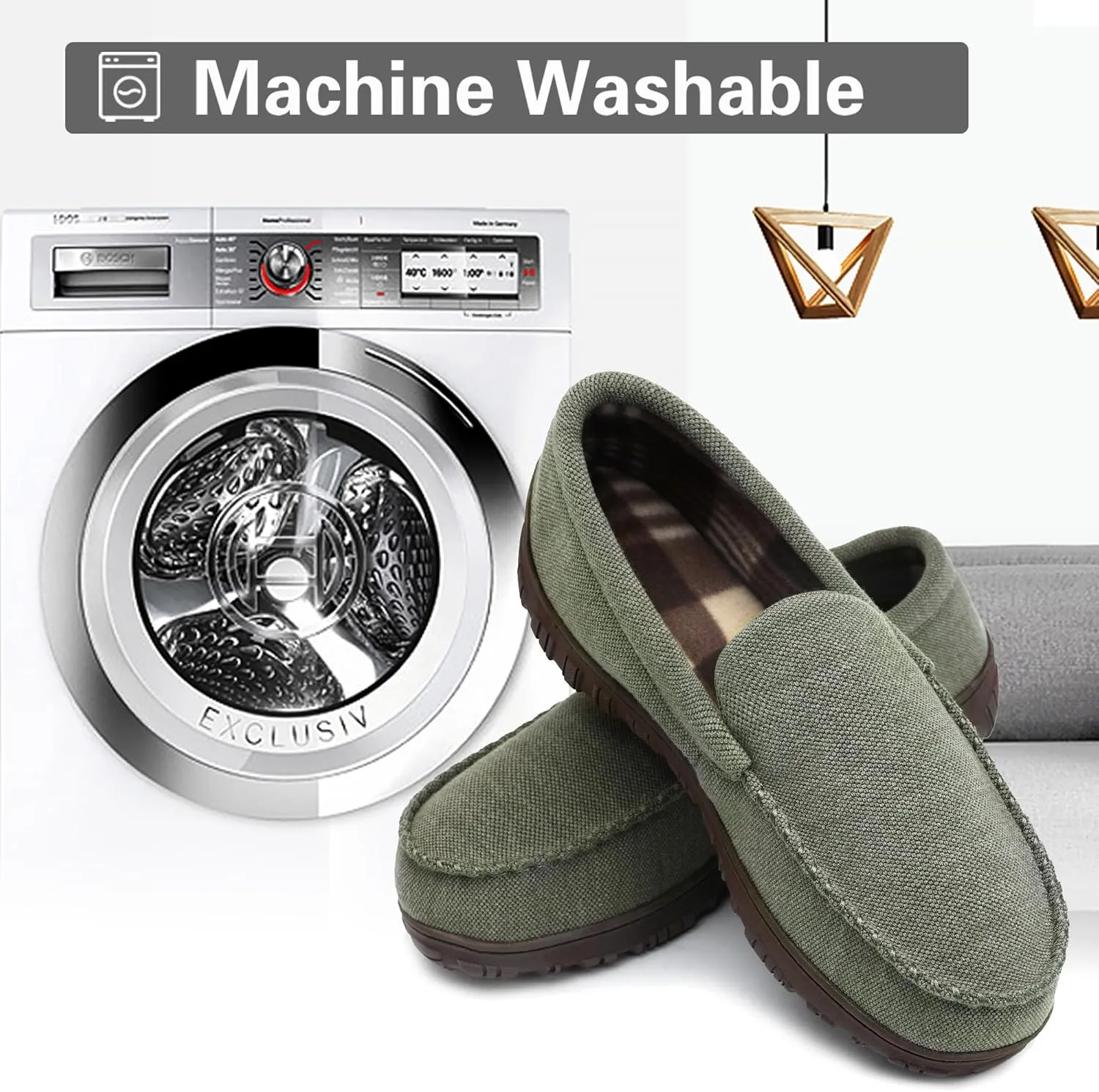 shoeslocker Mens Slippers Microsuede Moccasin Memory Foam House Shoes