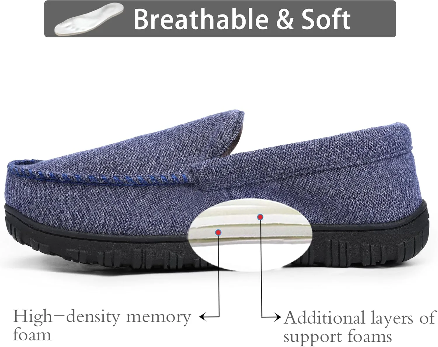 shoeslocker Mens Slippers Microsuede Moccasin Memory Foam House Shoes
