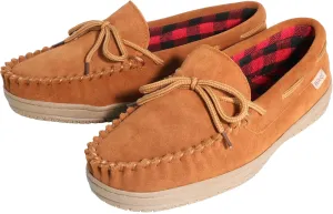 Slippers for Men’s House Shoes Moccasin with Genuine suede Upper Flanel Lining Comfortable Memory Foam Rubber Soles Indoor Outdoor