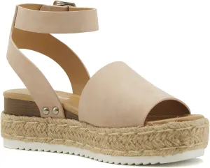 Soda Topic Topshoe Avenue Women's Open Toe Ankle Strap Espadrille Sandal (Dusty Mauve, numeric_7)