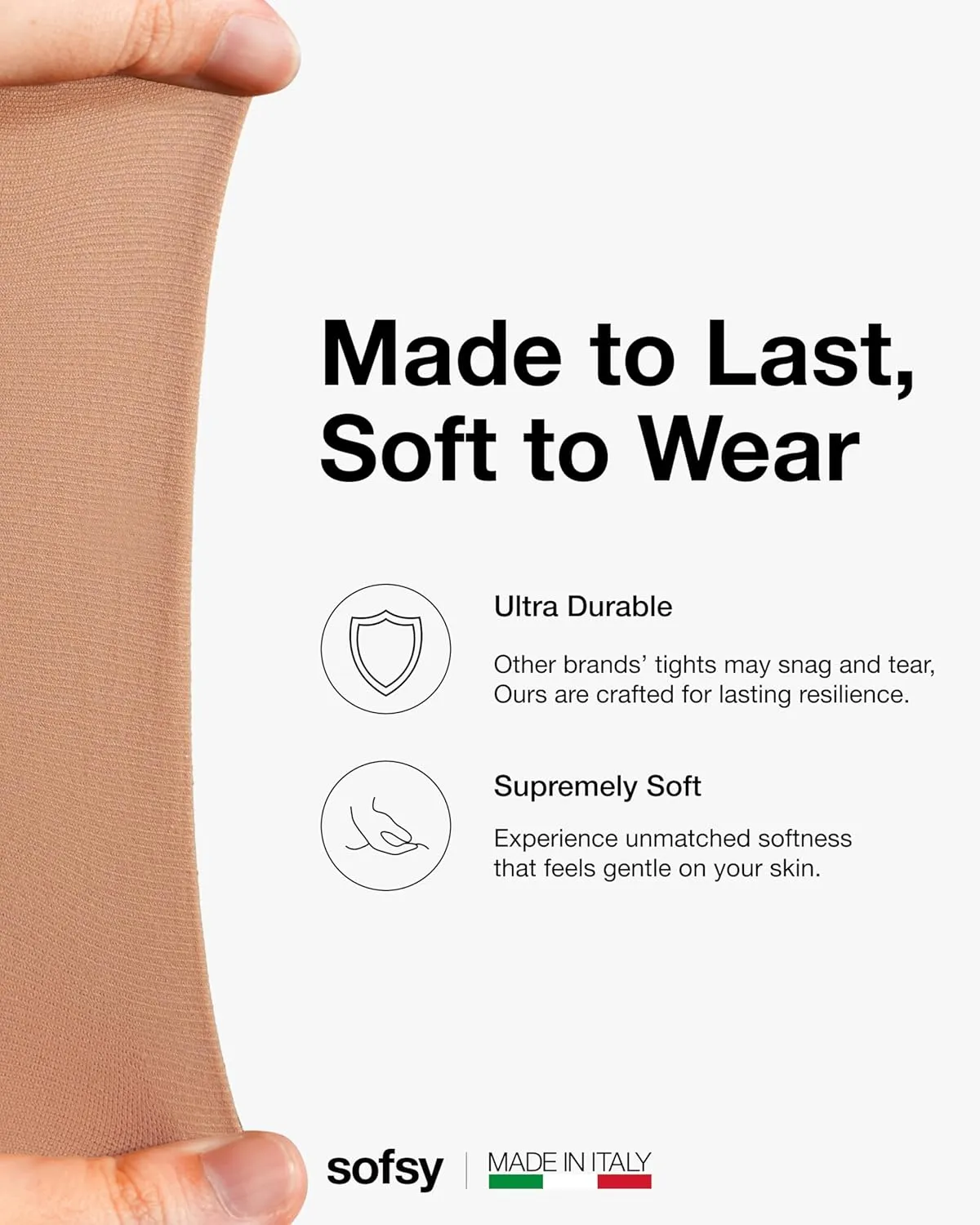 sofsy 10-Year Hosiery Craftsmanship - Italian-Made 40 Den Opaque Tights for Women | Soft High-Waist Pantyhose Solid Color