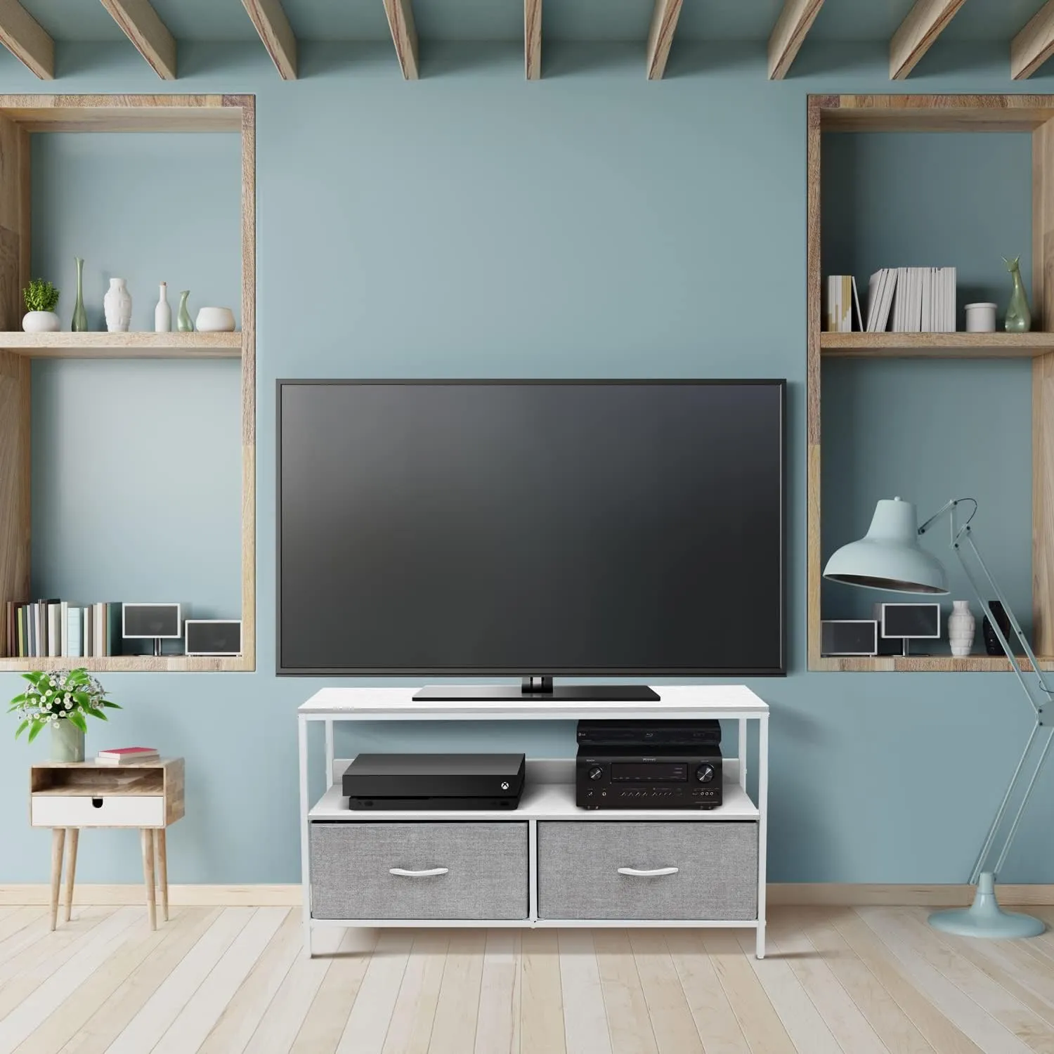 Sorbus TV Stand Dresser with 2 Faux Wood Drawers - Television Riser Chest with Storage - Bedroom, Living Room, Closet, & Dorm Furniture