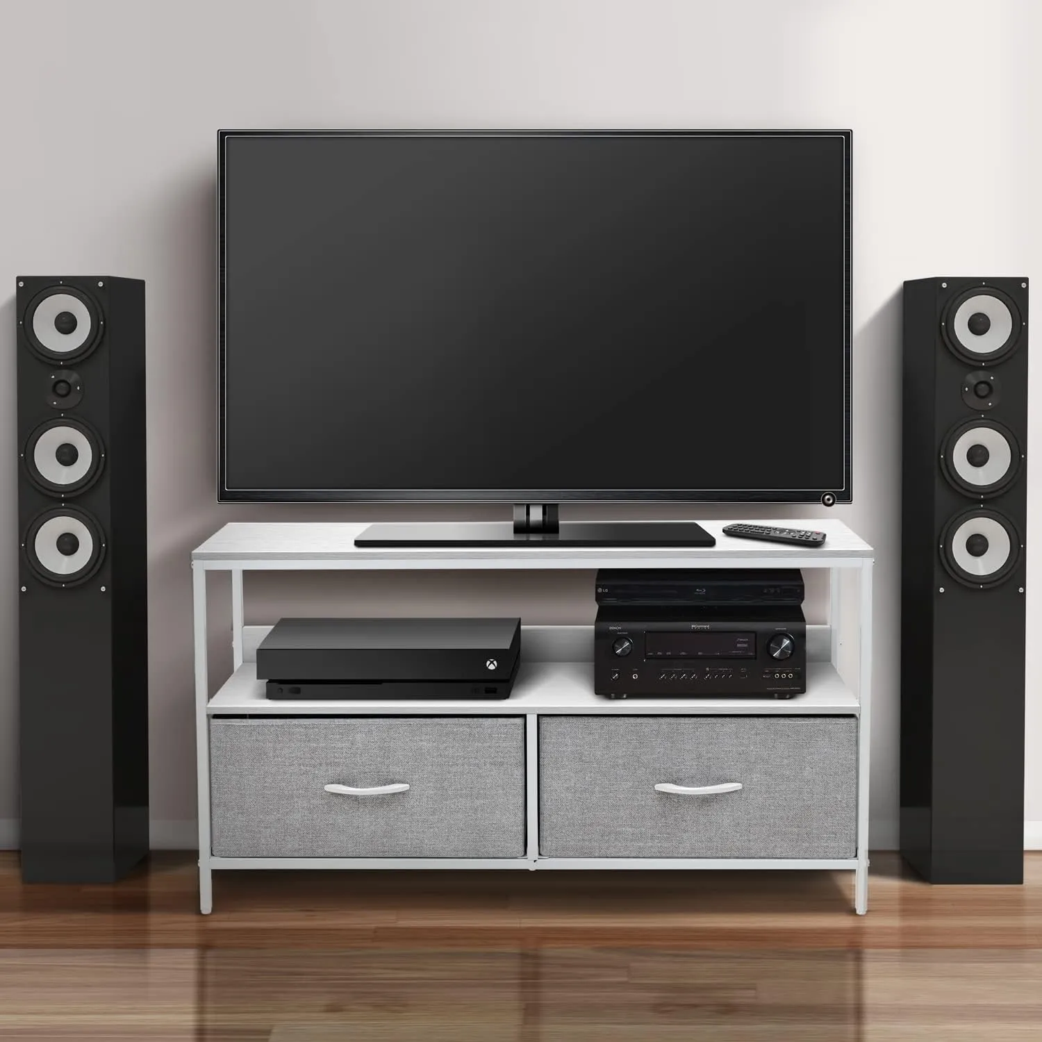 Sorbus TV Stand Dresser with 2 Faux Wood Drawers - Television Riser Chest with Storage - Bedroom, Living Room, Closet, & Dorm Furniture