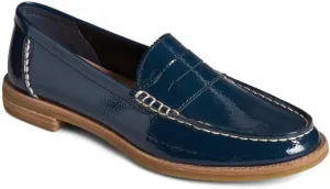 Sperry Ladies Footwear Women's Seaport Penny Sneaker, Navy Crinkle Patent, 8