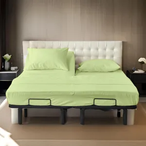 Split Head Flex King Sheets for Adjustable Beds, Flex Top King Sheets for Sleep Number Bed 100% Egyptian Cotton - 4Pcs Sheet Set -36" Top Split fit Upto 16" Deep Mattress (Sage Solid)