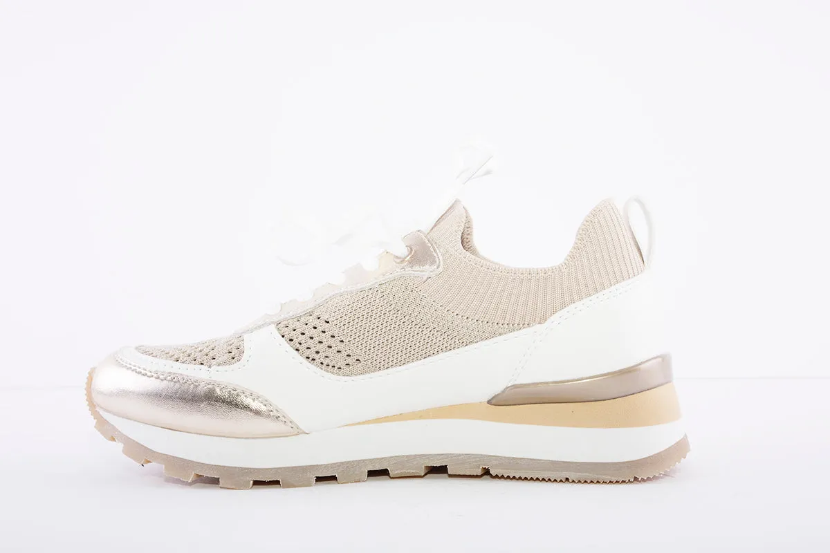 SPROX - WEDGE LACED SOCK TRAINER - BEIGE/GOLD