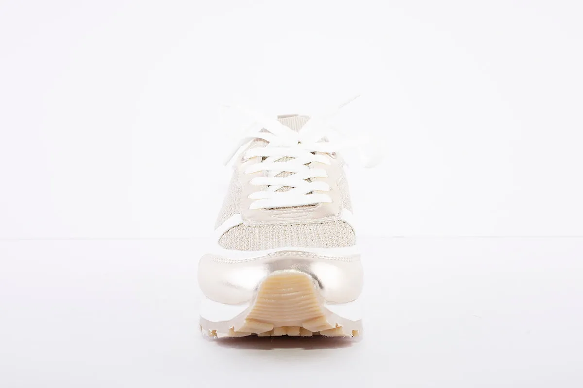 SPROX - WEDGE LACED SOCK TRAINER - BEIGE/GOLD
