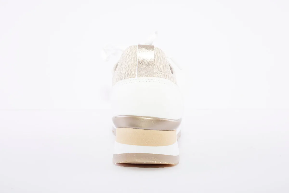 SPROX - WEDGE LACED SOCK TRAINER - BEIGE/GOLD