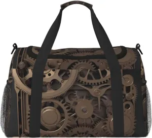 Steampunk Mechanical Gears Travel Duffel Bag Lightweight Waterproof Carry On Tote Bag Foldable Weekender Overnight Bags Sport Gym Bag For Women Men