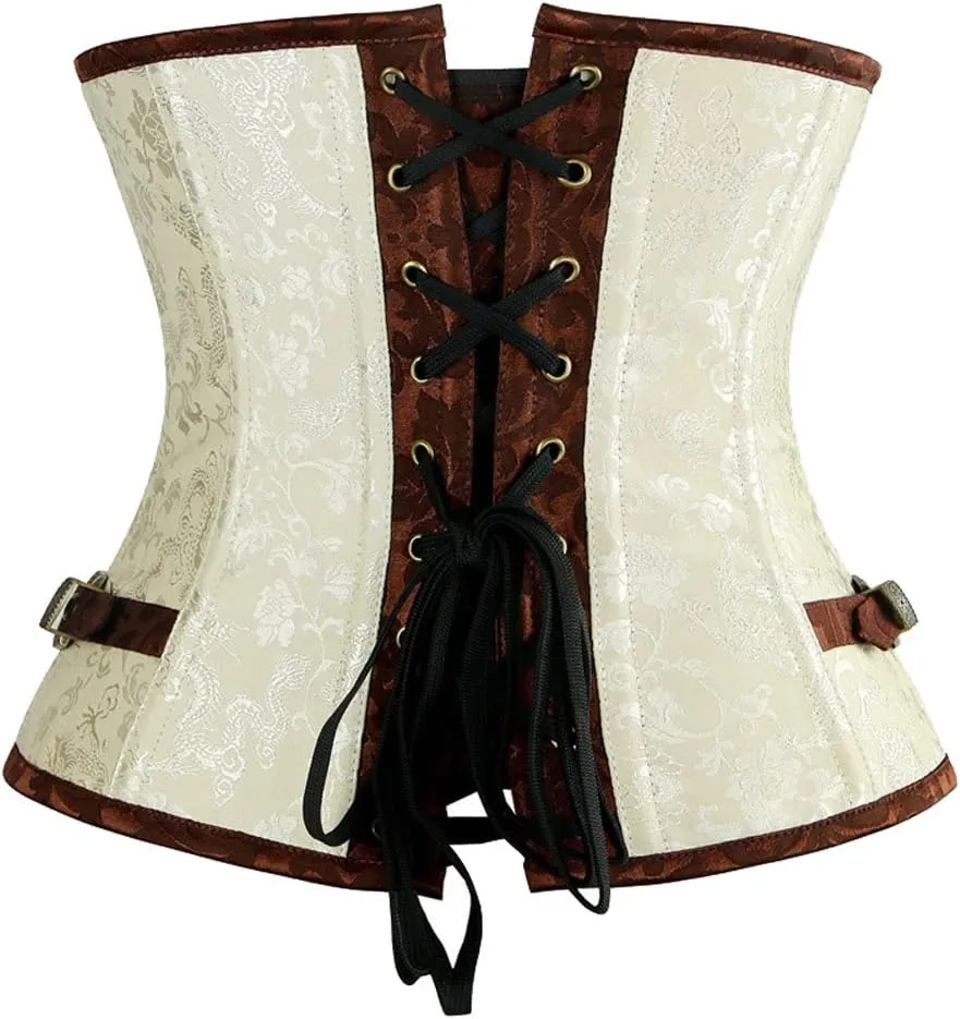 Steampunk Underbust Corset Brocade Waist Trainer Cincher Body Shaper Bustier Top