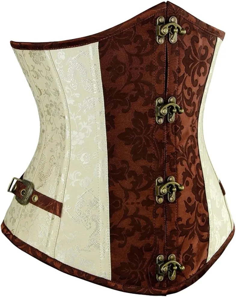 Steampunk Underbust Corset Brocade Waist Trainer Cincher Body Shaper Bustier Top
