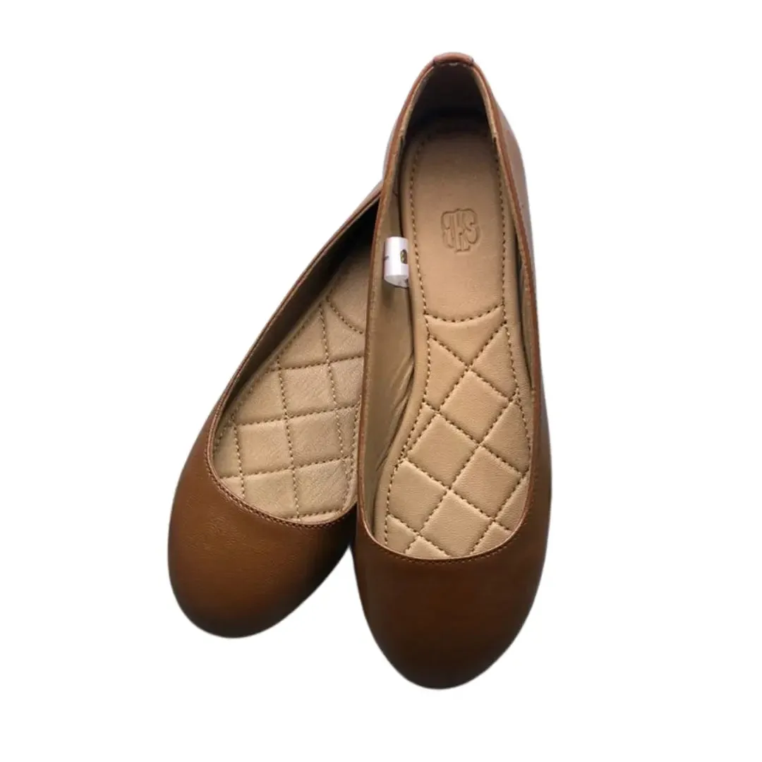 Stefy Brown Leather Ballet Flats
