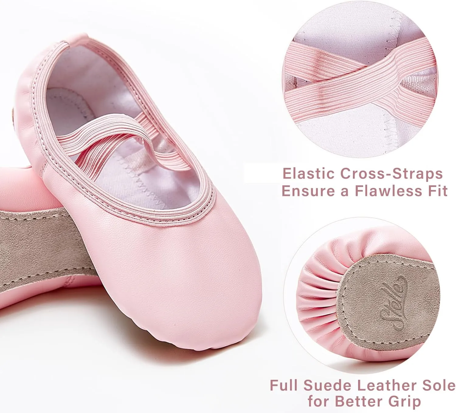 Stelle Ballet Shoes for Girls Toddler Dance Slippers Soft Leather Ballerina Boys Shoes for Toddler/Little Kid/Big Kid/Women