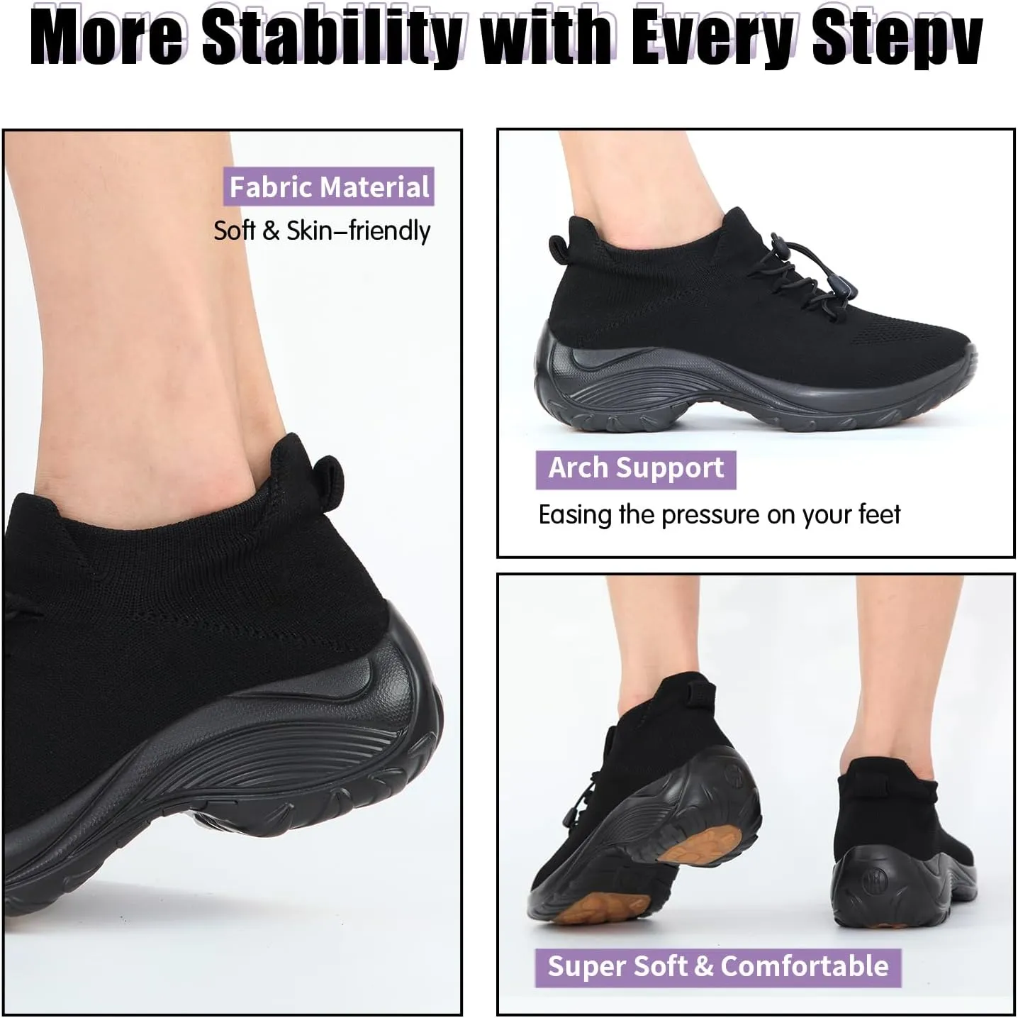 STUNAHOME Orthopedic Sneakers Breathable Women Walking Shoes Slip on Trainers Women's Comfortable Casual Ladies Athletic Shoe Thick Bottom