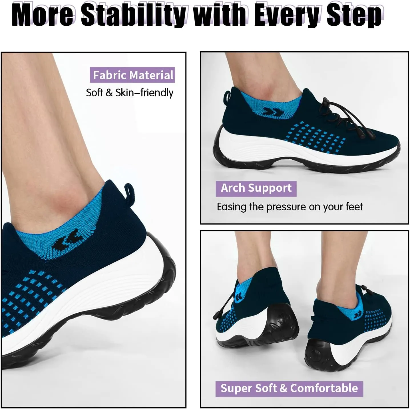 STUNAHOME Orthopedic Sneakers Breathable Women Walking Shoes Slip on Trainers Women's Comfortable Casual Ladies Athletic Shoe Thick Bottom