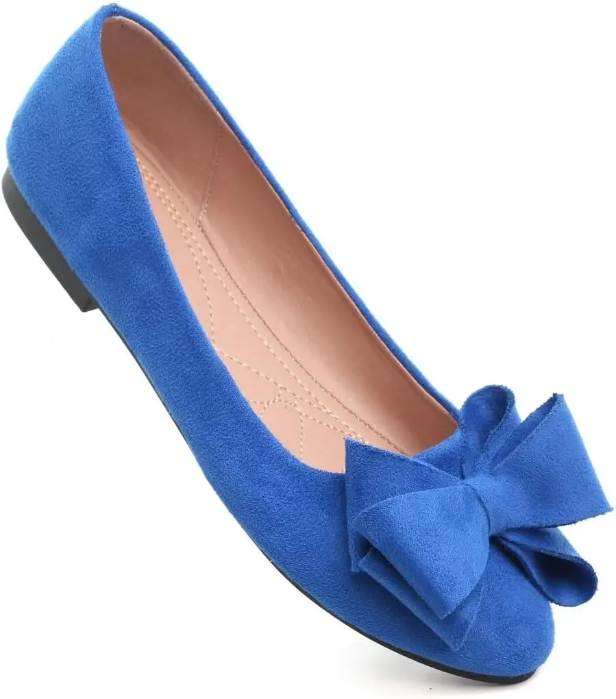 Stunner Women's Dress Flats Cute Round Toe Bowknot Flats Comfortable Ballet Flats Casual Slip On Flat Shoes