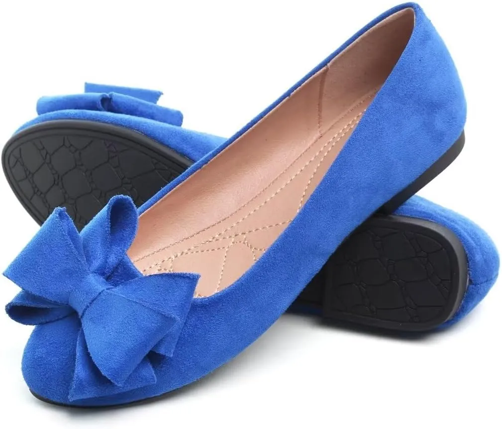 Stunner Women's Dress Flats Cute Round Toe Bowknot Flats Comfortable Ballet Flats Casual Slip On Flat Shoes