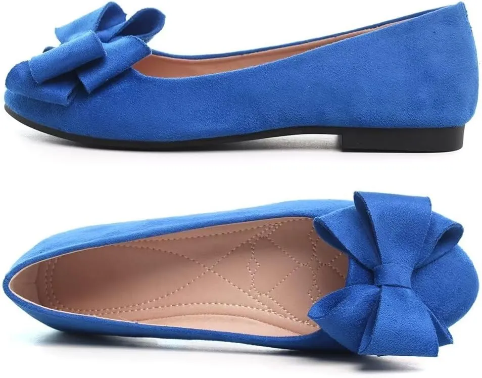 Stunner Women's Dress Flats Cute Round Toe Bowknot Flats Comfortable Ballet Flats Casual Slip On Flat Shoes