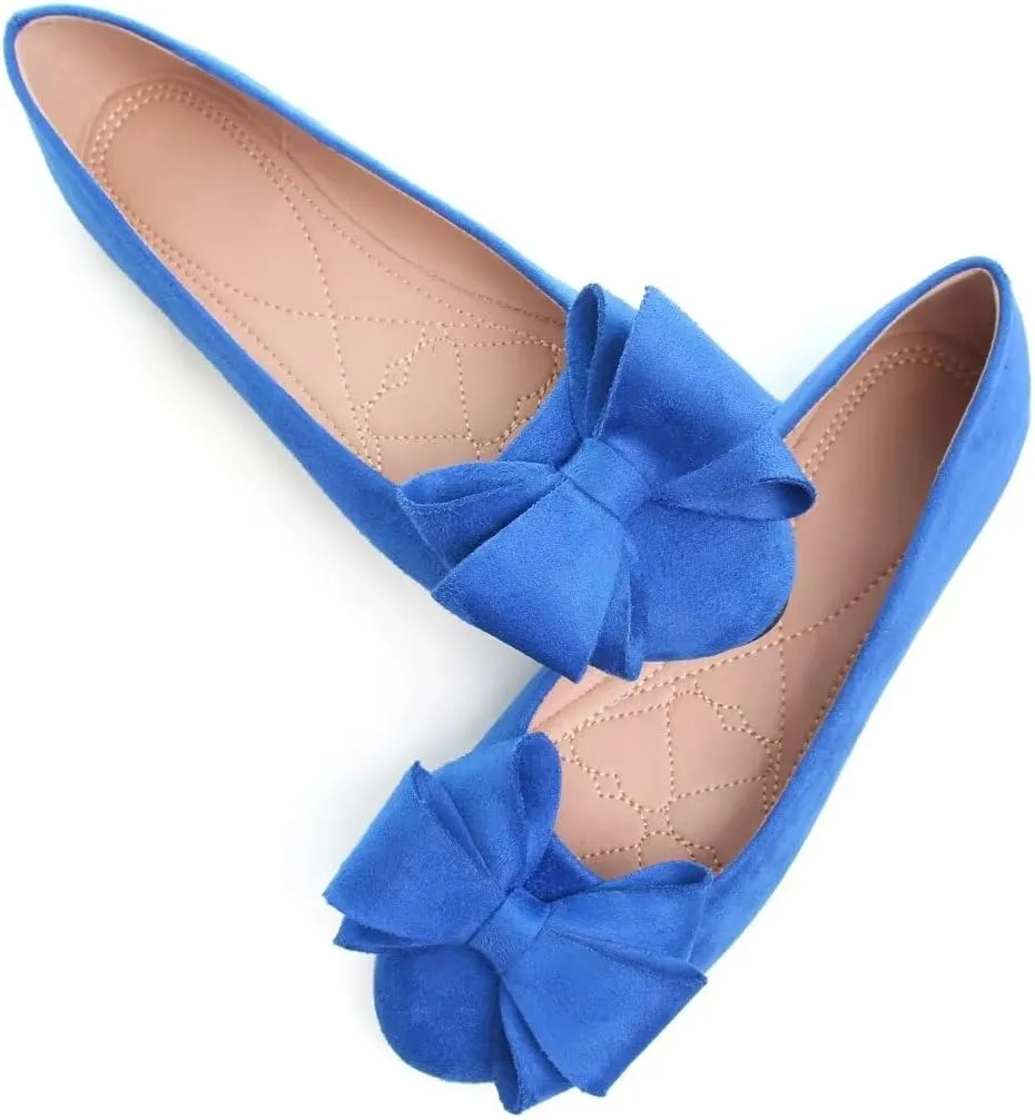 Stunner Women's Dress Flats Cute Round Toe Bowknot Flats Comfortable Ballet Flats Casual Slip On Flat Shoes