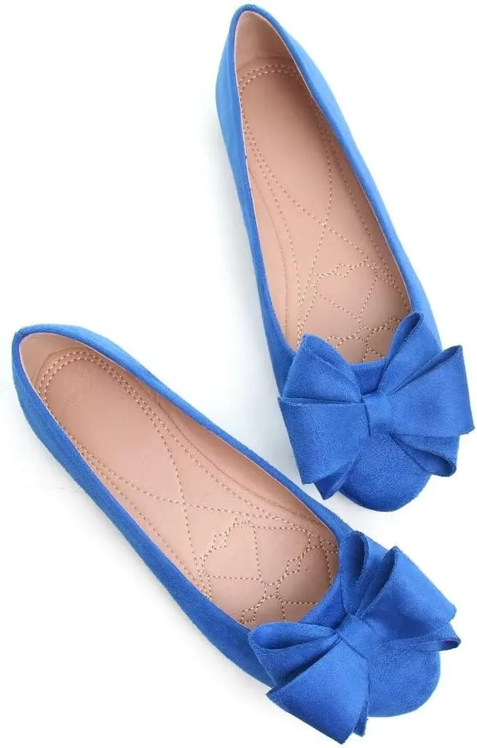 Stunner Women's Dress Flats Cute Round Toe Bowknot Flats Comfortable Ballet Flats Casual Slip On Flat Shoes