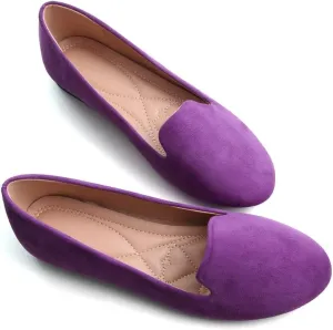 Stunner Women's Flats Classic Candy Colored Cute Slip On Ballet Shoes Soft Solid Dress Flat Shoes Upgrade Dark Purple 40