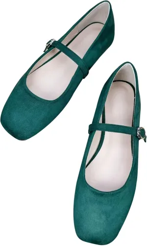 Stunner Womens Mary Jane Flats Round Toe Ballet Flats Stylish Leather Flats One Line Strap Slip On Flat Shoes