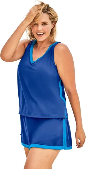 Swim 365 Women's Plus Size 2-Piece Swim Skirtini Set