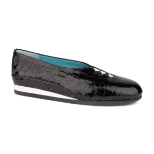 Thierry Rabotin Women's Grace 7410 Black Patent Crocodile and White Combo