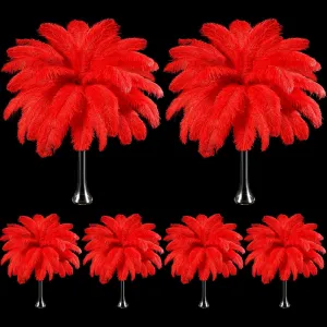 Tigeen 200 Pcs Ostrich Feathers Bulk, 12-14 Inch Large Natural Ostrich Feathers Plumes for Wedding Party Centerpieces DIY Crafts Vase Decorations (Red)