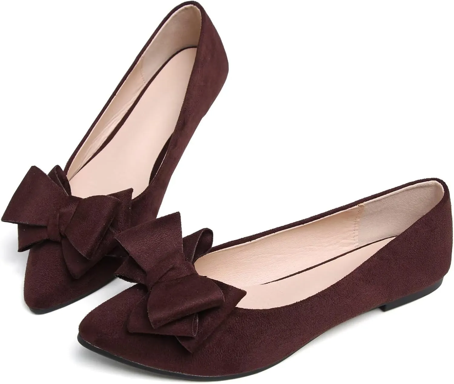 TN TANGNEST Women Cute Bowknot Flats Soft Slip On Flats Comfort Pointed Toe Casual Dress Flat Shoes