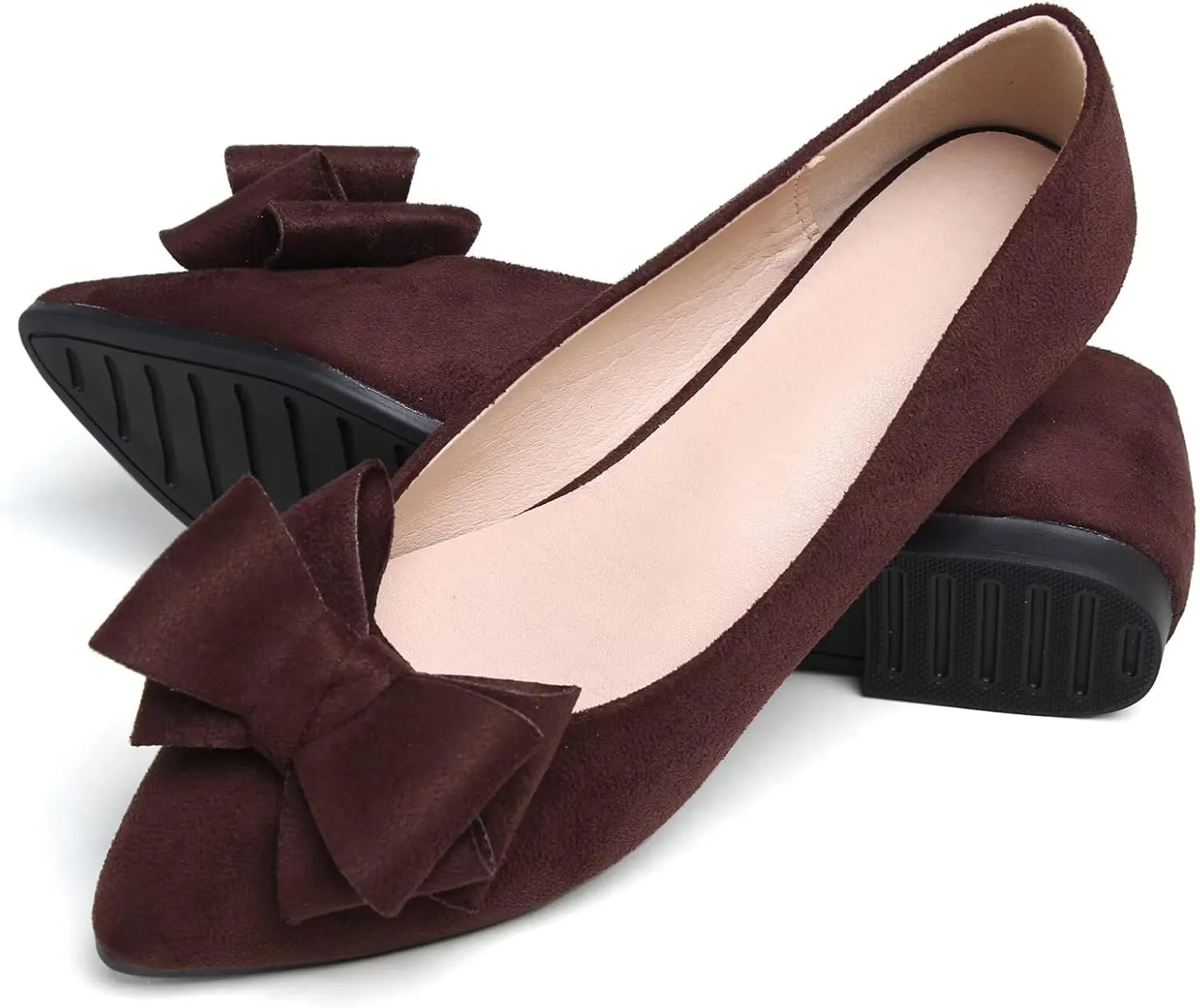 TN TANGNEST Women Cute Bowknot Flats Soft Slip On Flats Comfort Pointed Toe Casual Dress Flat Shoes