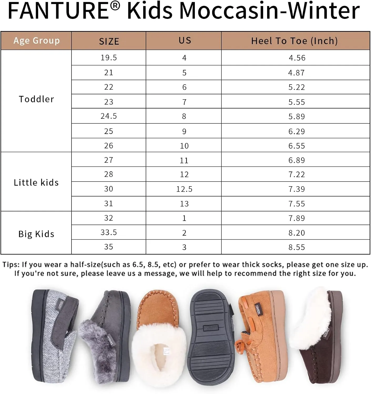 Toddler Kids House Shoes Slippers with Memory Foam Fuzzy and Warm Cozy Comfort Fleece Clog Slip On Sole Protection for Boys Girls Indoor Outdoor