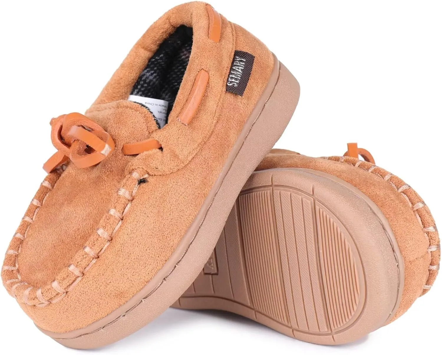 Toddler Kids House Shoes Slippers with Memory Foam Fuzzy and Warm Cozy Comfort Fleece Clog Slip On Sole Protection for Boys Girls Indoor Outdoor