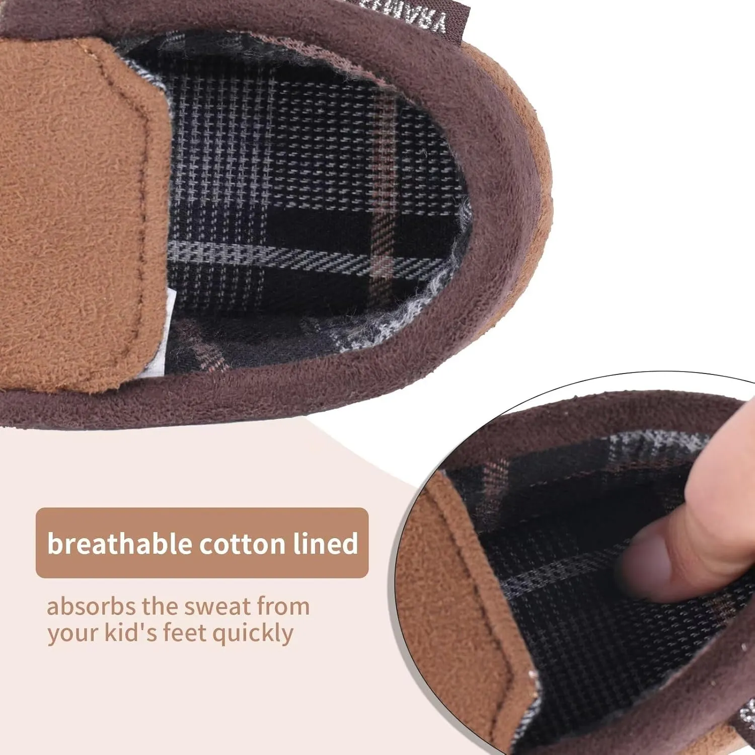 Toddler Kids House Shoes Slippers with Memory Foam Fuzzy and Warm Cozy Comfort Fleece Clog Slip On Sole Protection for Boys Girls Indoor Outdoor