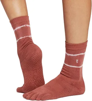 toesox Women's Grip Crew Socks - Non Slip Crew Full Toe for Yoga & Ballet