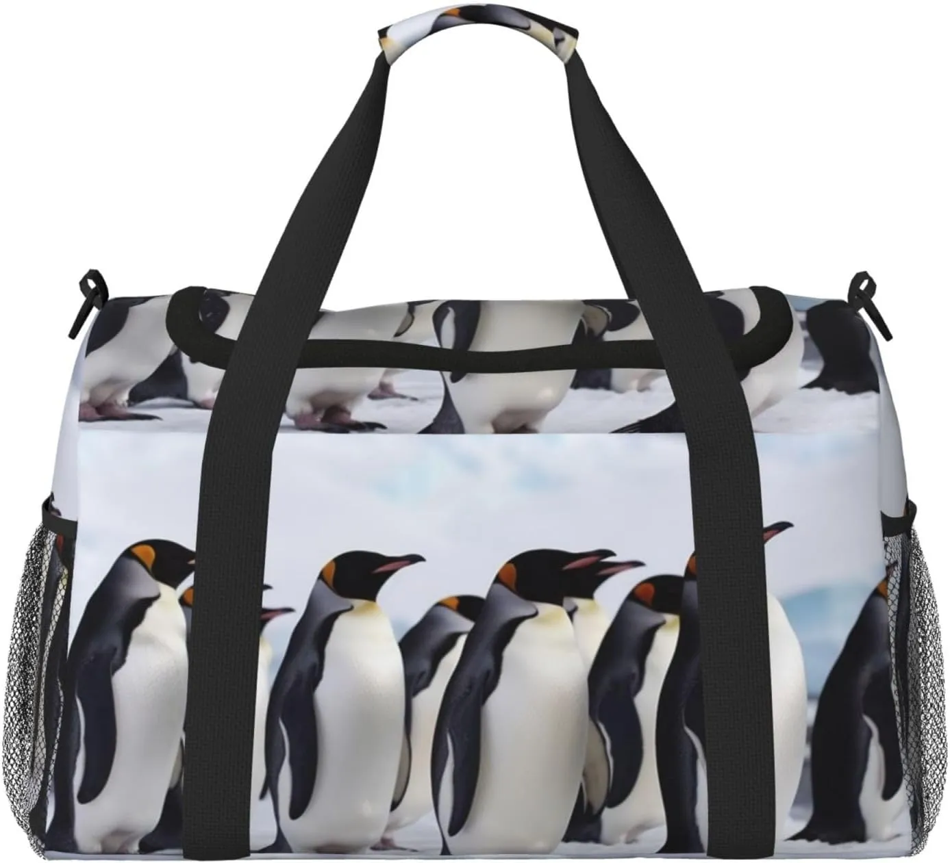 Travel Duffel Bag Lightweight Waterproof Carry On Tote Bag Foldable Weekender Overnight Bags Antarctica Penguins Sport Gym Bag For Women Men