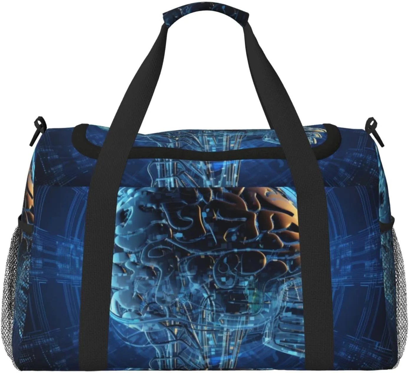 Travel Duffel Bag Lightweight Waterproof Carry On Tote Bag Foldable Weekender Overnight Bags Artificial Intelligence Brain(1) Sport Gym Bag For Women Men