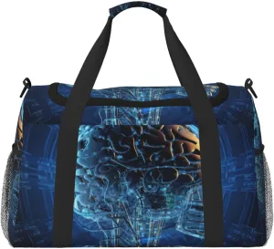 Travel Duffel Bag Lightweight Waterproof Carry On Tote Bag Foldable Weekender Overnight Bags Artificial Intelligence Brain(1) Sport Gym Bag For Women Men