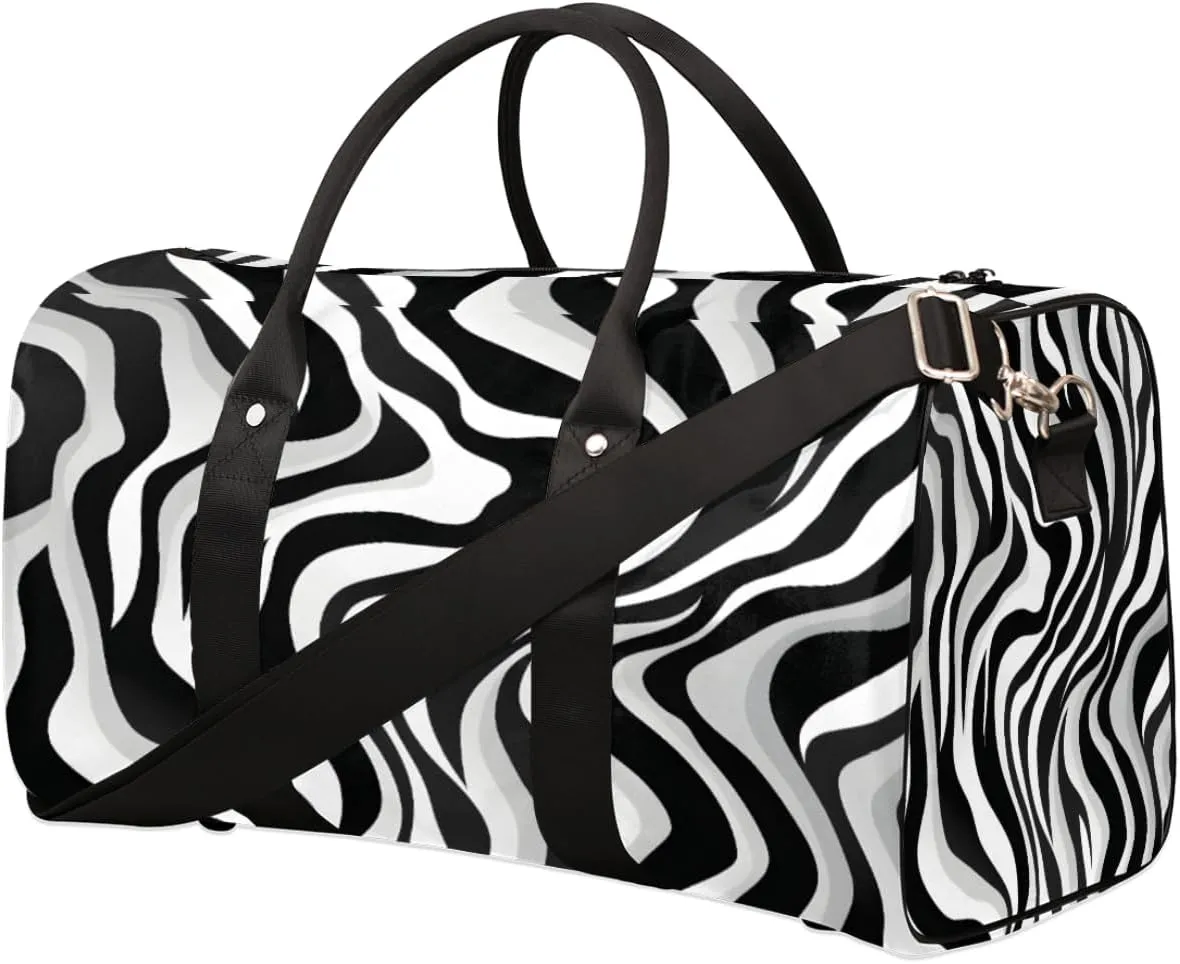 Travel Duffel Bag Zebra Animal Pattern Waterproof Sport Gym Bag Foldable Travel Bag Overnight Bag Weekender Bag Handbag Sports Duffle Bags for Women Men Boys Girls