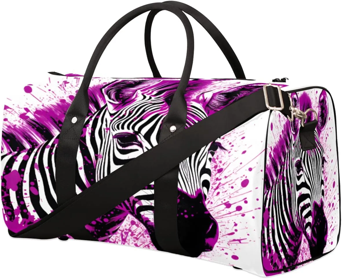 Travel Duffel Bag Zebra Pink Waterproof Sport Gym Bag Foldable Travel Bag Overnight Bag Weekender Bag Handbag Sports Duffle Bags for Women Men Boys Girls