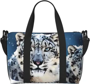 Travel Duffel Bags Personal Item Bag Carry on Luggage Bag Training Handbag Lightweight Waterproof Sports Gym Bag Blue eyed snow leopard Weekender Bag for Women Men