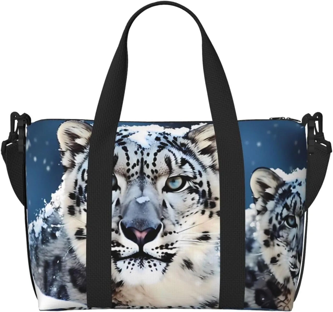 Travel Duffel Bags Personal Item Bag Carry on Luggage Bag Training Handbag Lightweight Waterproof Sports Gym Bag Blue eyed snow leopard Weekender Bag for Women Men