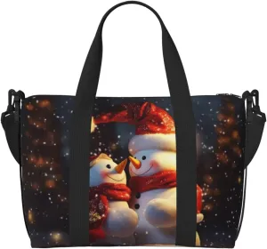 Travel Duffel Bags Personal Item Bag Carry on Luggage Bag Training Handbag Lightweight Waterproof Sports Gym Bag Christmas Snowmans Weekender Bag for Women Men