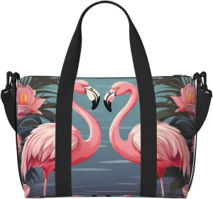 Travel Duffel Bags Personal Item Bag Carry on Luggage Bag Training Handbag Lightweight Waterproof Sports Gym Bag Flock of Tropical Flamingos Weekender Bag for Women Men