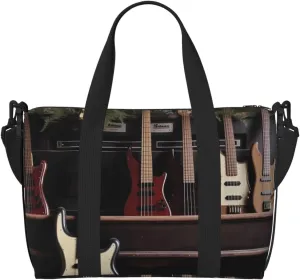 Travel Duffel Bags Personal Item Bag Carry on Luggage Bag Training Handbag Lightweight Waterproof Sports Gym Bag Guitar Bass Music Musical Instruments Weekender Bag for Women Men