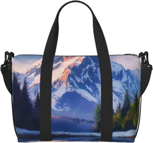 Travel Duffel Bags Personal Item Bag Carry on Luggage Bag Training Handbag Lightweight Waterproof Sports Gym Bag Snow Mountain Weekender Bag for Women Men
